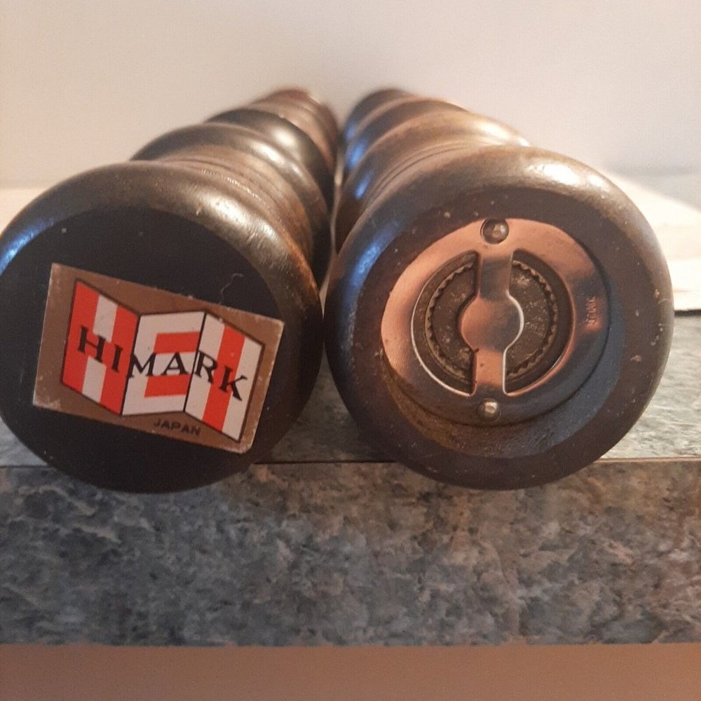 Vintage Himark Salt Shaker and Pepper Mill 14” Tall Brown Wooden Made in Japan - Picture 6 of 10